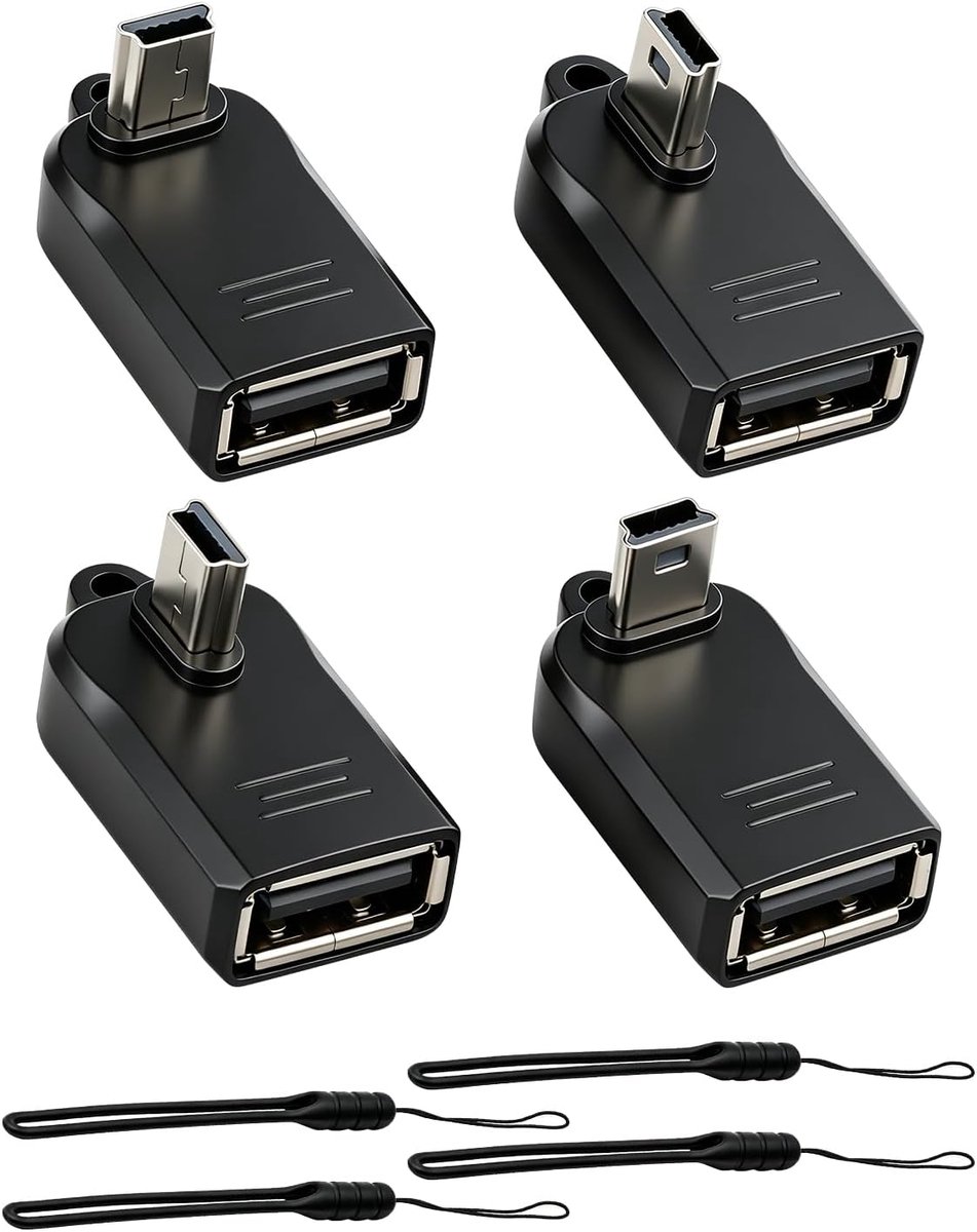 Mini USB OTG-adapter 480 Mbit/s - 90 graden hoek - 4-delige set - voor camera en GPS-ontvanger - ShopVlot