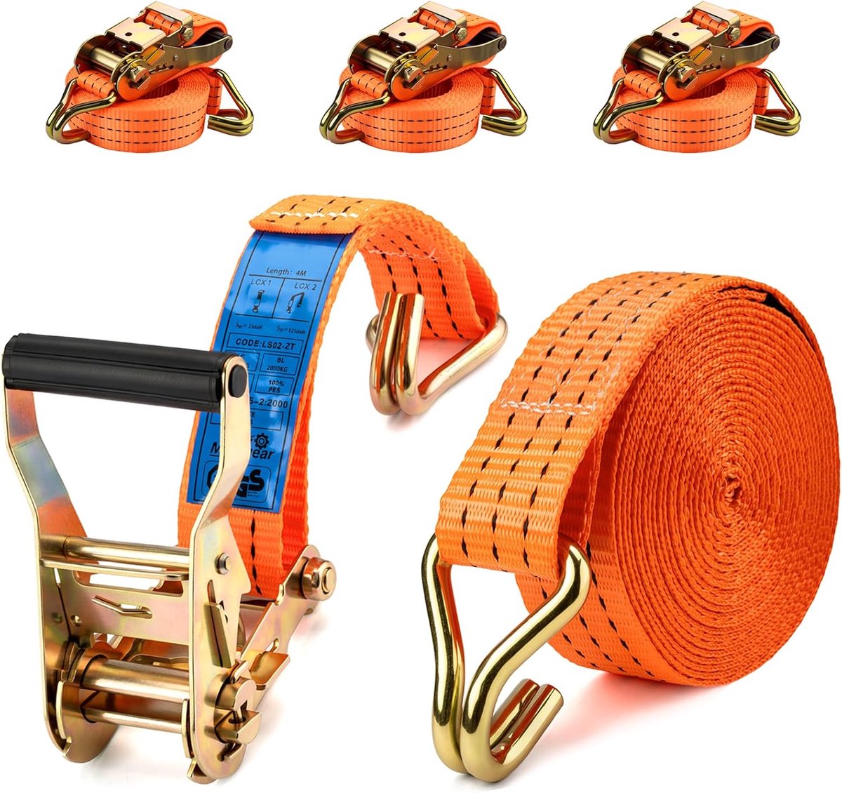 Lashing straps 6 m - 38 mm - met haken - voor het zekeren van lading - ShopVlot