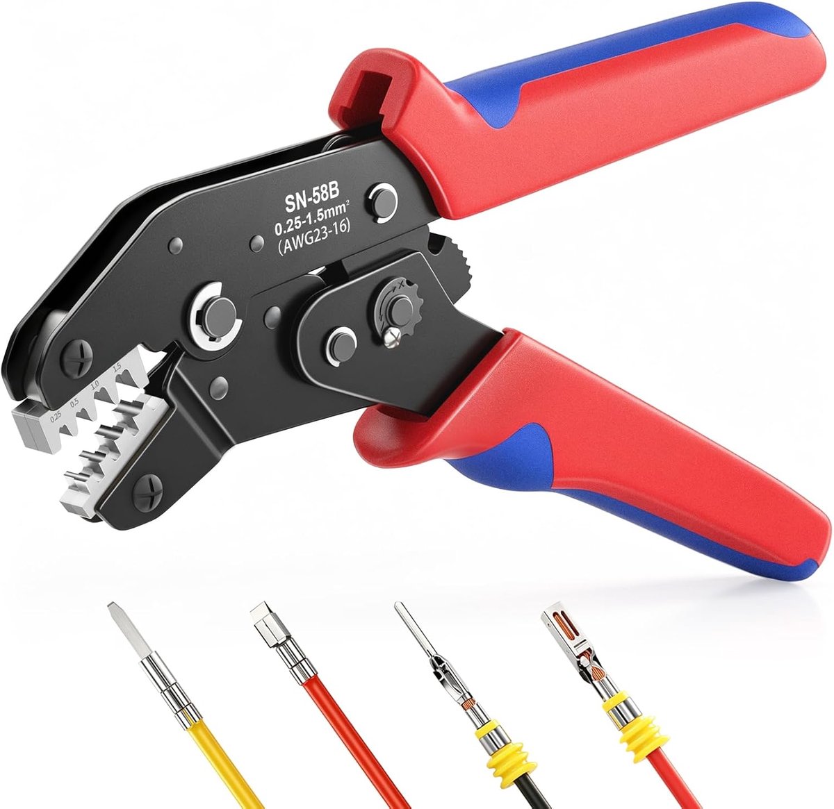 Krimptang 0,25–1,5 mm² - 2-in-1 met ratel - ideaal voor JST, Dupont, AMP en meer - voor nauwkeurige krimpverbindingen - ShopVlot