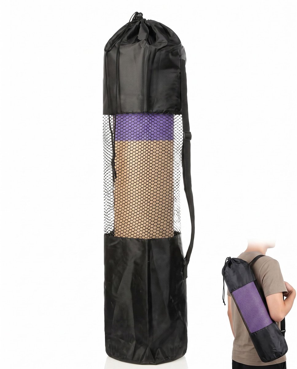 Yogamathouder 90 x 30 cm - ademende netstof - geurremmende tas - ideaal voor yoga-accessoires - ShopVlot