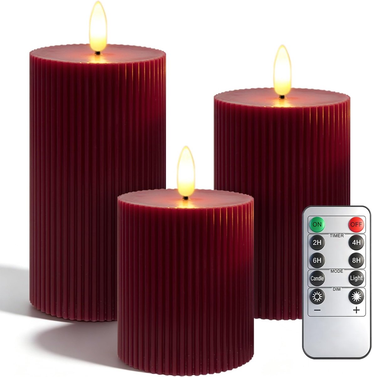 Led-kaarsen 3-delige set - vlamloze kaarsen van echte was - met afstandsbediening en timer - ShopVlot