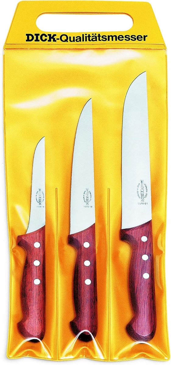 Kookmessenset 3-delig - Houten handvat - Slagersmes, Ontbeenmessen, Koksmes - Ideaal voor vleesbewerking - ShopVlot