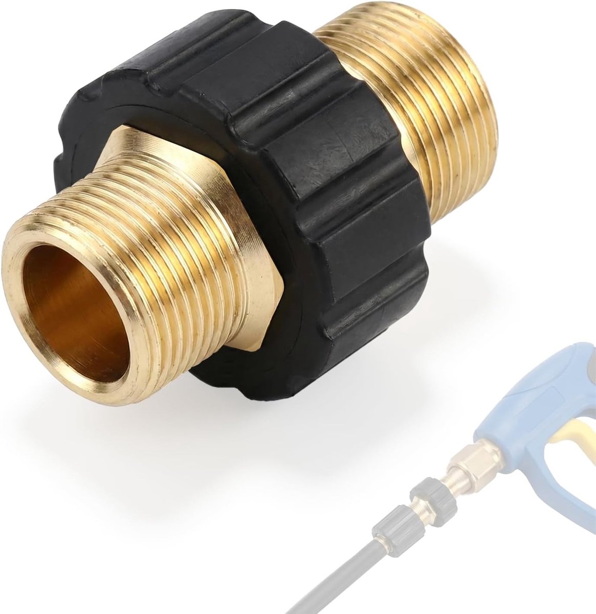 Slangadapter M22 x 1,5 - dubbel mannelijk - messing - voor hogedrukreiniger - ShopVlot