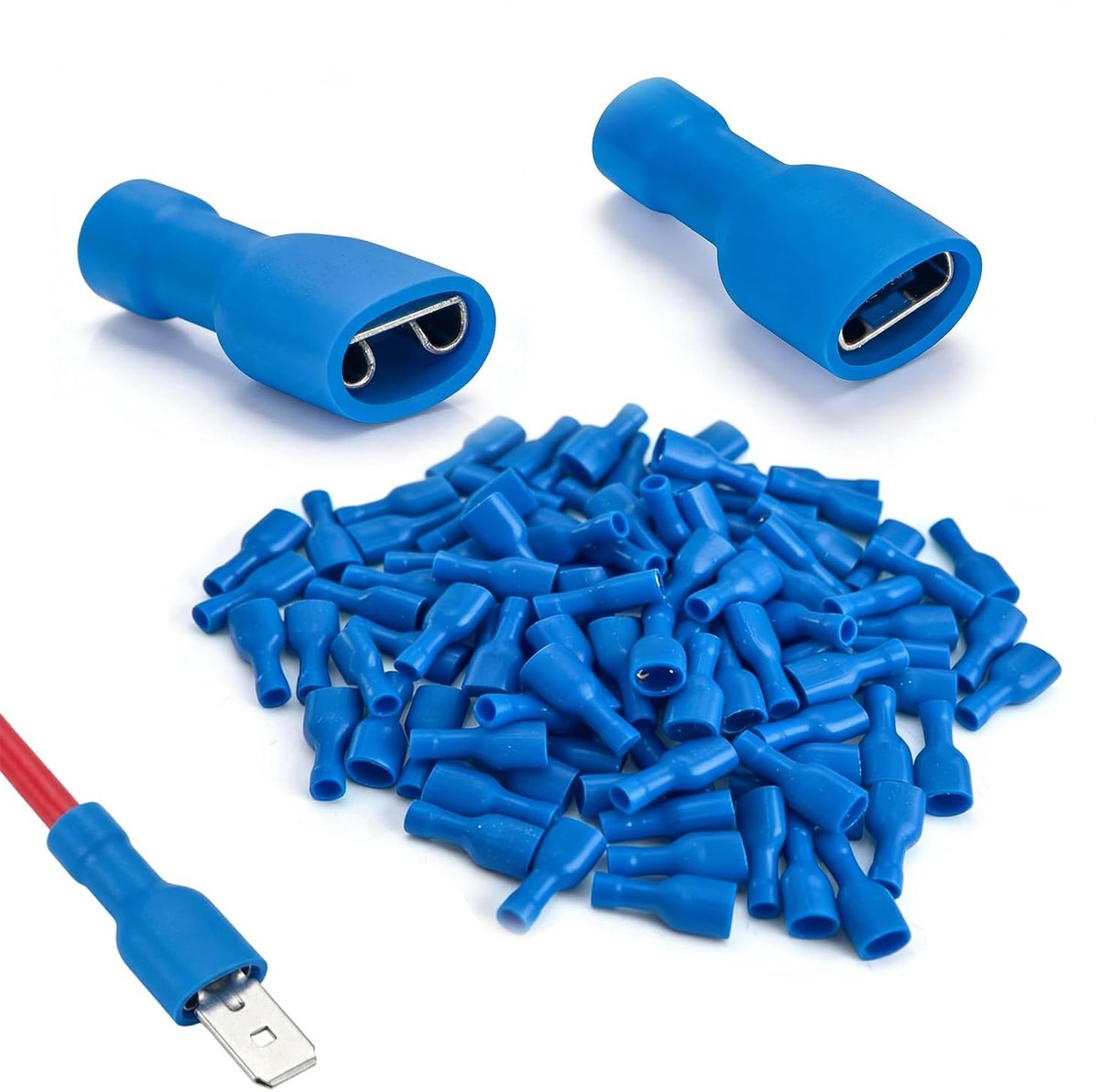 Vinyl kabelclips 0.5 x 0.8 mm - volledig geïsoleerd - blauw - betrouwbare elektrische verbindingen - ShopVlot
