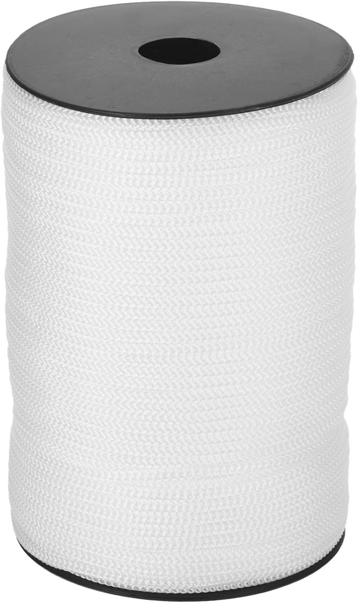 Touw, gevlochten touw, 100 m, nylon touw, holle touw voor waslijn, kamperen, wandelen, outdoor, bleekwit