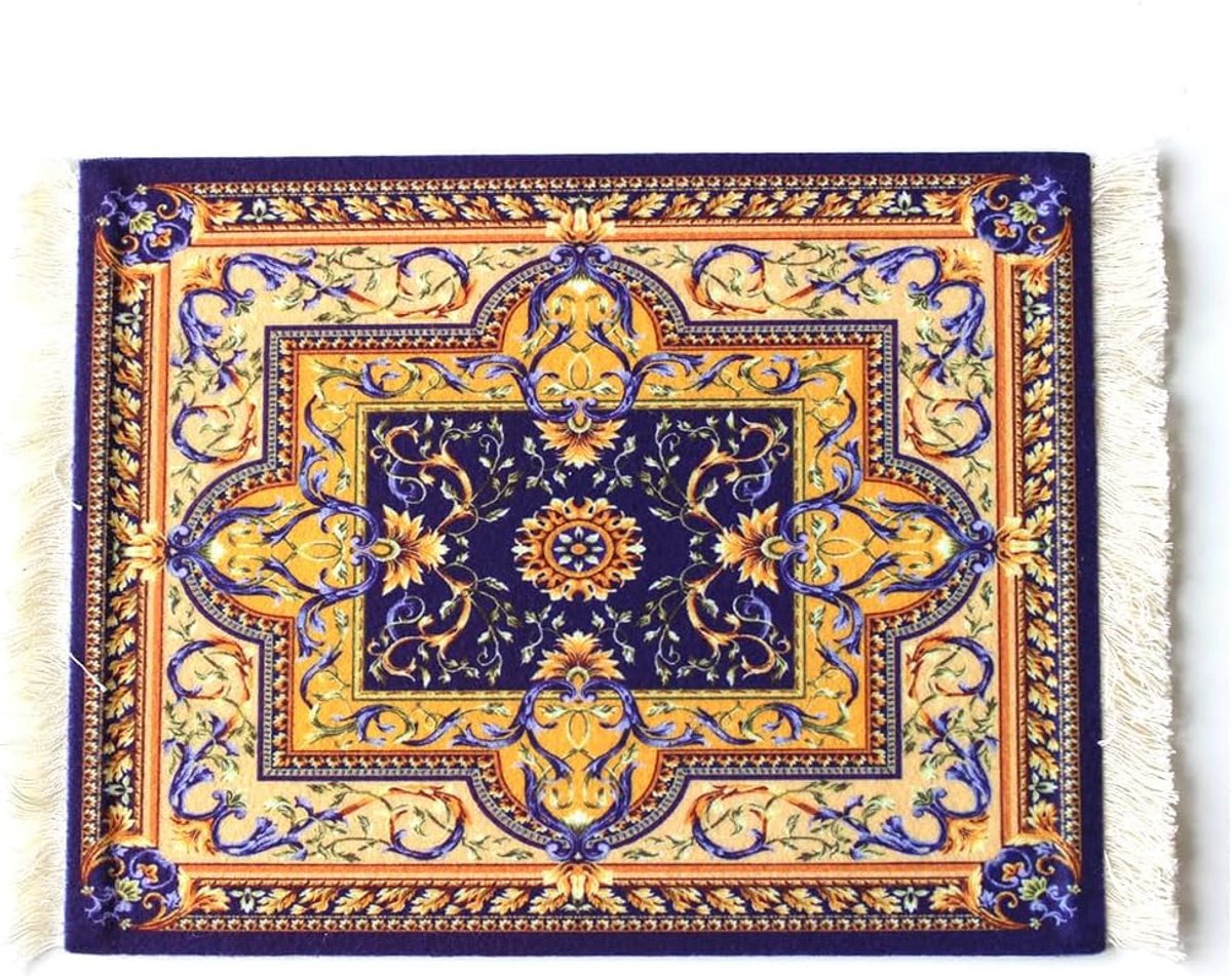 Tapijt muismat met kwast Oosterse Perzische muismat 28x18 cm | Creatief oosters tapijt patroon, Perzisch tapijt, antislip rubberen basis, klein tapijt tafel muismat, mat