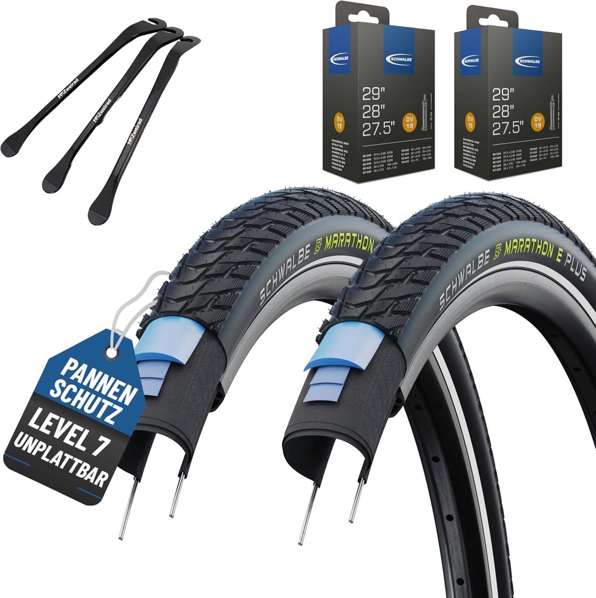 Fietsbanden Schwalbe Marathon E-Plus 28 x 1.50 - Met binnenbanden - Maximale lekbescherming - Ideaal voor e-bikes - SnelShoppen