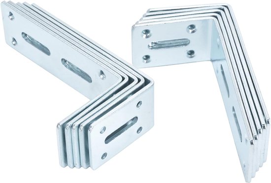 10 stuks verdikte hoekverbinders, verstelbare bevestigingshoeken, met 2 lange gaten, L-vorm, 90 graden hoekverbinding, metalen hoek, meubelhoek voor plank, tafel stoel, 3 mm dikte (wit 120 x 60 mm) — afbeelding 5