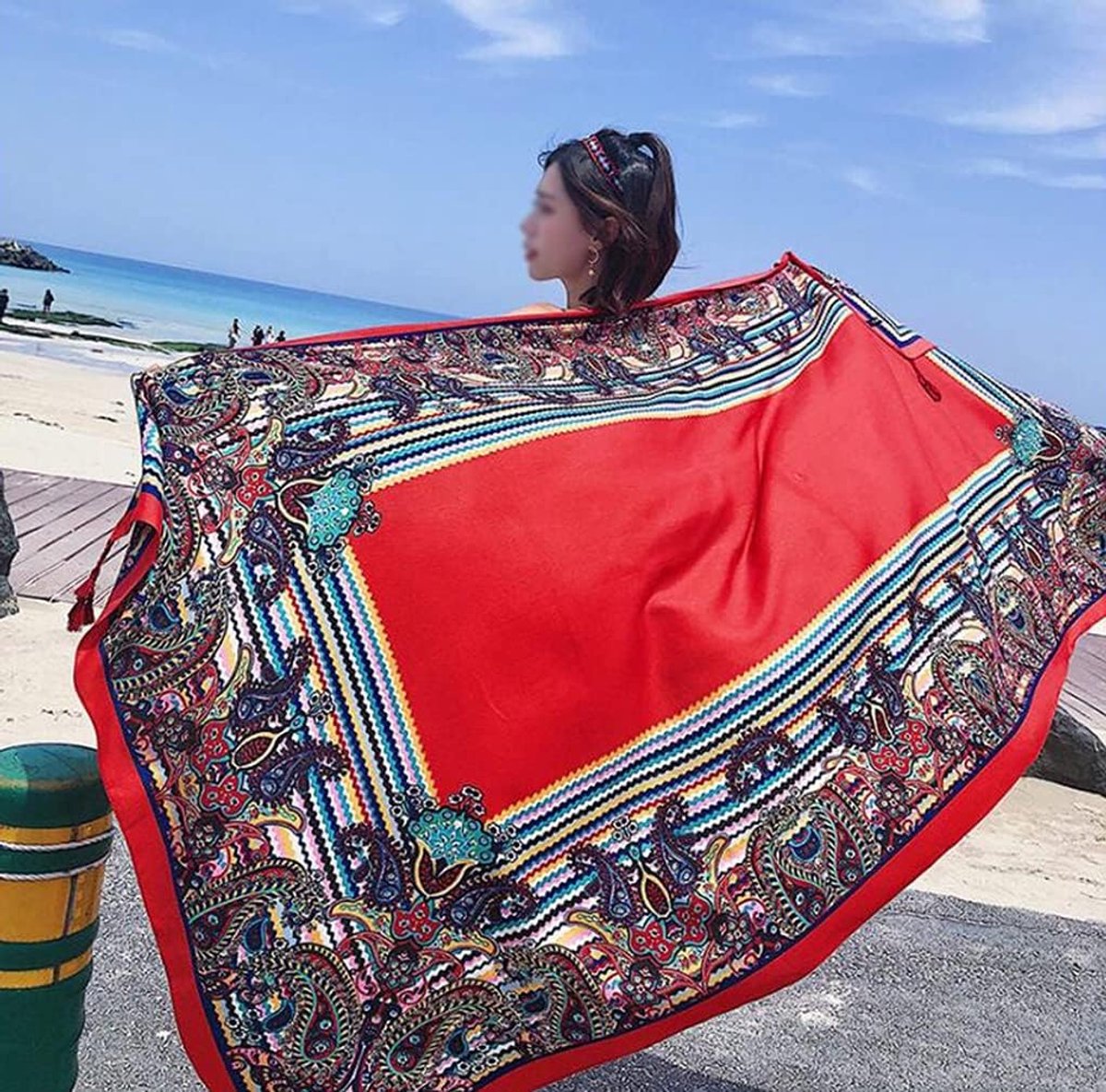 Strandhanddoek dames zonnescherm Sjaalveer en zomer katoen en linnen sjaal gaas bikini blouse 90x180cm