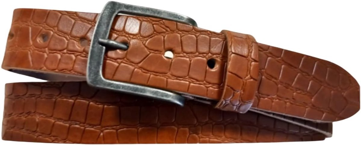 Heren Riem 4cm | Buffelleer | Kleur: Zwart | Riemmaat: 115 (totale lengte: 130cm) | 100% Echt Leer | Nikkelvrije gesp