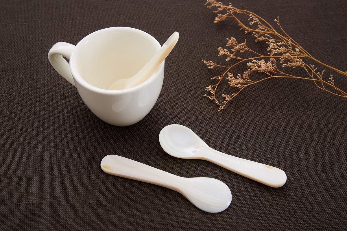 Kaviaarlepels voor kaviaar, ei, ijs, koffie serveren (wit, 8 x 2,3 cm)