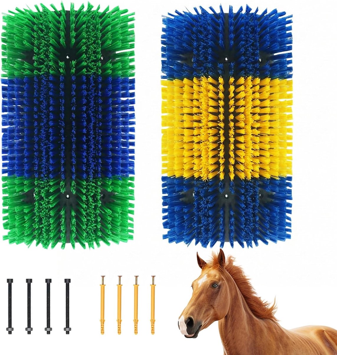 dellyy Reinigingsmiddel voor paarden, 2 stuks, krabborstel paarden voor vee, koeienborstel, magische borstelpaard, wortelborstel, paardenborstel, zachte reinigingsborstel, wortelkaart voor