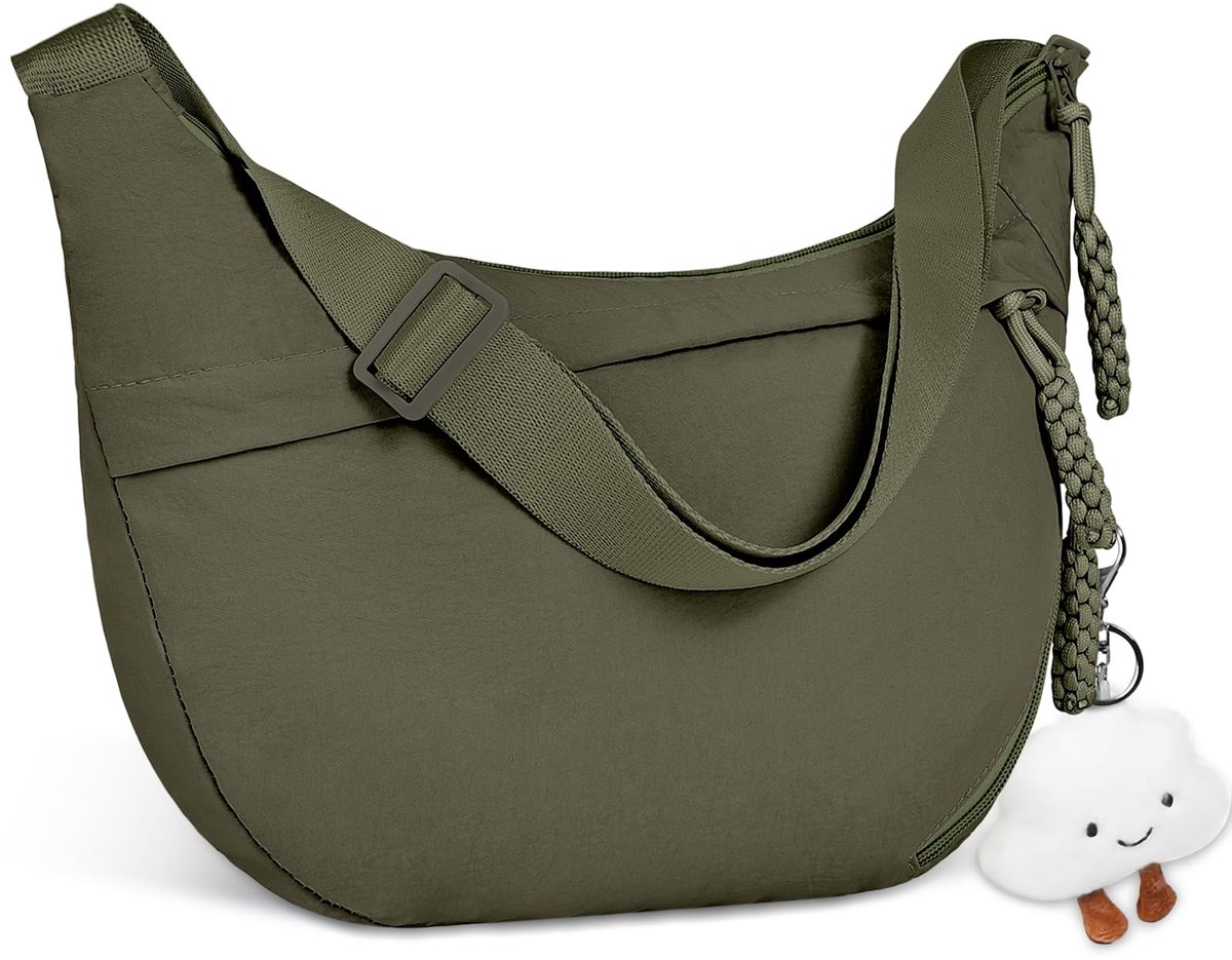 Schoudertas dames 35 x 7 x 22 cm - corduroy - halve maan - casual stijl - SnelShoppen