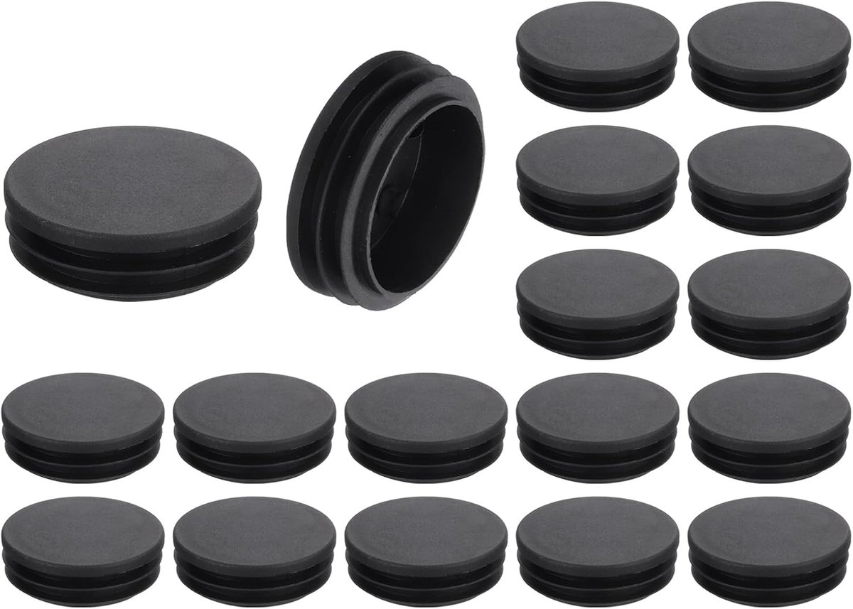 18 ronde kunststof doppen, eindkappen voor zwarte buizen, 48 mm, glijbescherming voor meubeldeel