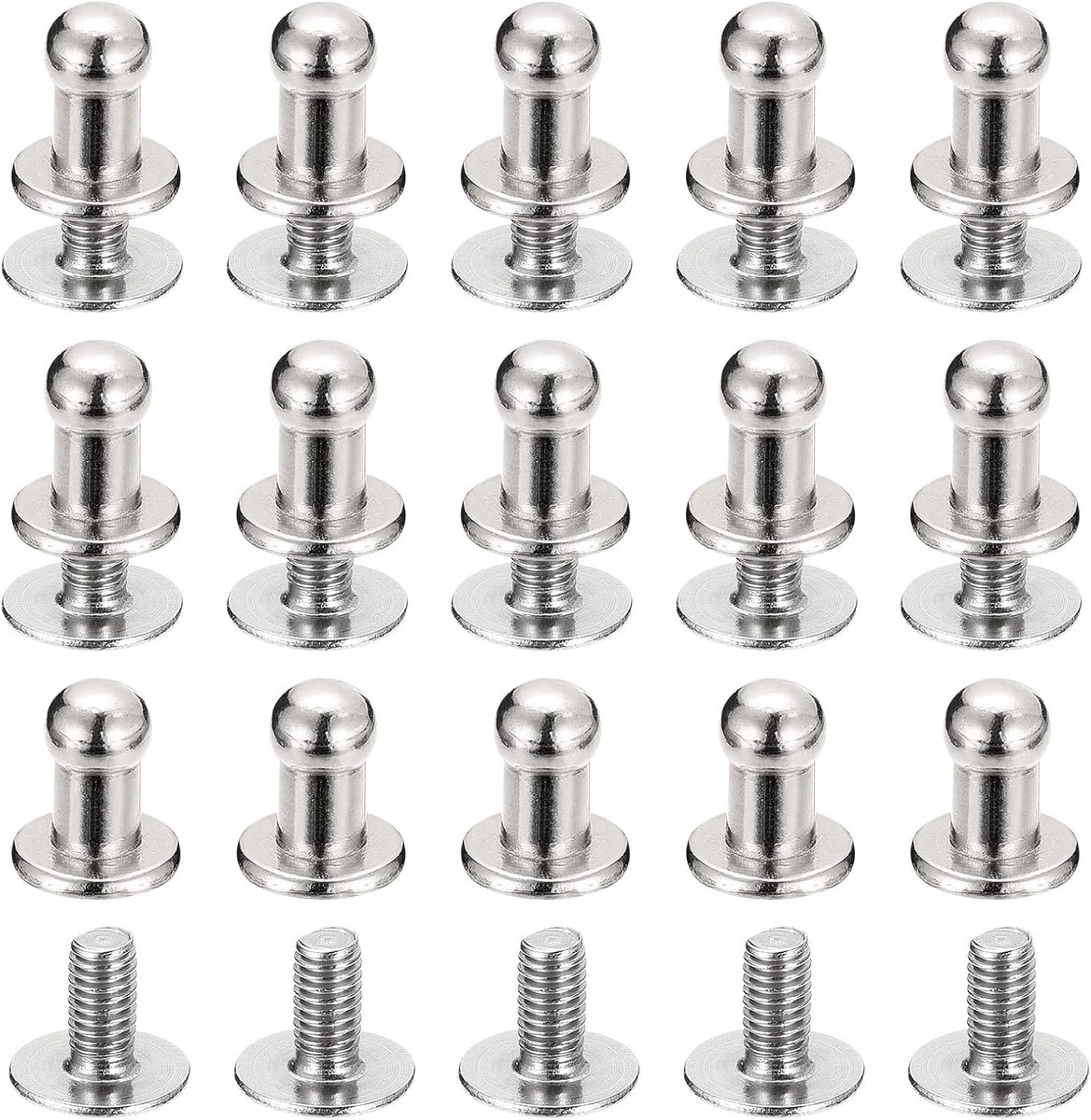 sourcing map 4 mm kogelkop bouten klinknagels schroeven rug 15 stuks ronde kop knop klinknagels voor knutselen leer handwerk handtas riem zilverkleurig