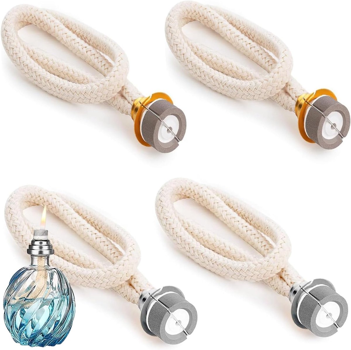 4 stuks geurlamplonten voor lampen, katalytische lamp, reservelon met brander, reservelon voor olielamp, voor verbetering van de binnenlucht, aromatherapie thuisdecoratie
