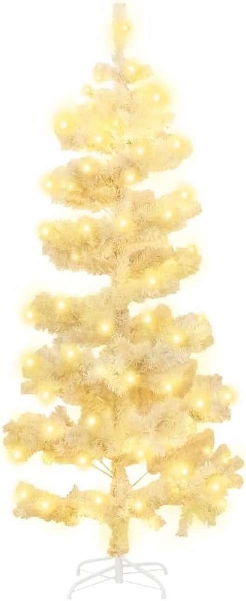 Swirl-kerstboom met Pot en LED's, Vakantieornament, Kerstversiering, Swirl-kunstkerstboom met LED-PVC (wit 120 cm) (150x80 cm)