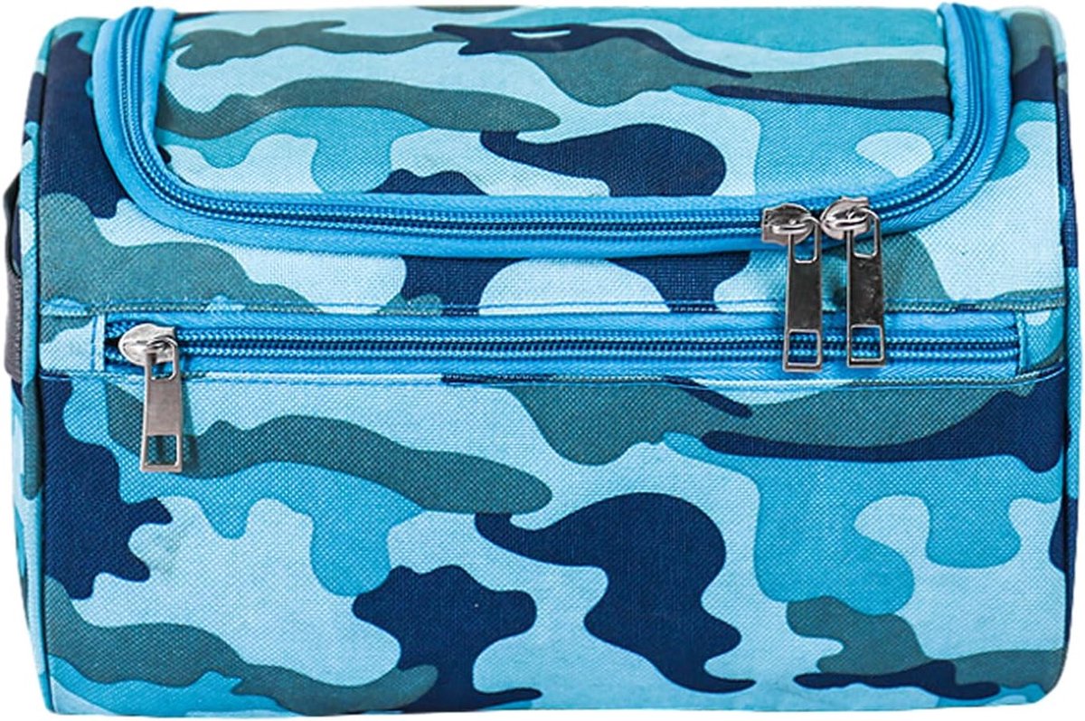 1 praktische toilettas met grote capaciteit, hangende toilettas met grote capaciteit, multifunctioneel, met haken, zeer geschikt voor reizen (camouflageblauw)