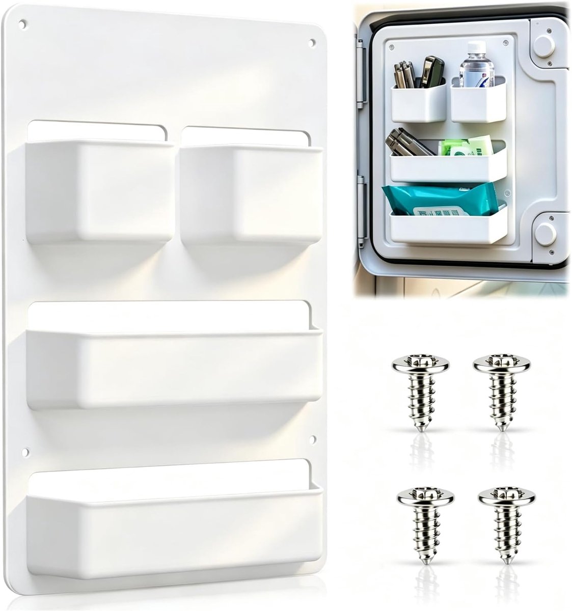 Organizer voor klapdeuren in camper, PP-materiaal, camperuitrusting, eenvoudige montage, toilet, serviceklep, deur, organizer, cassette-toilet, deur, opslag voor campers, caravans