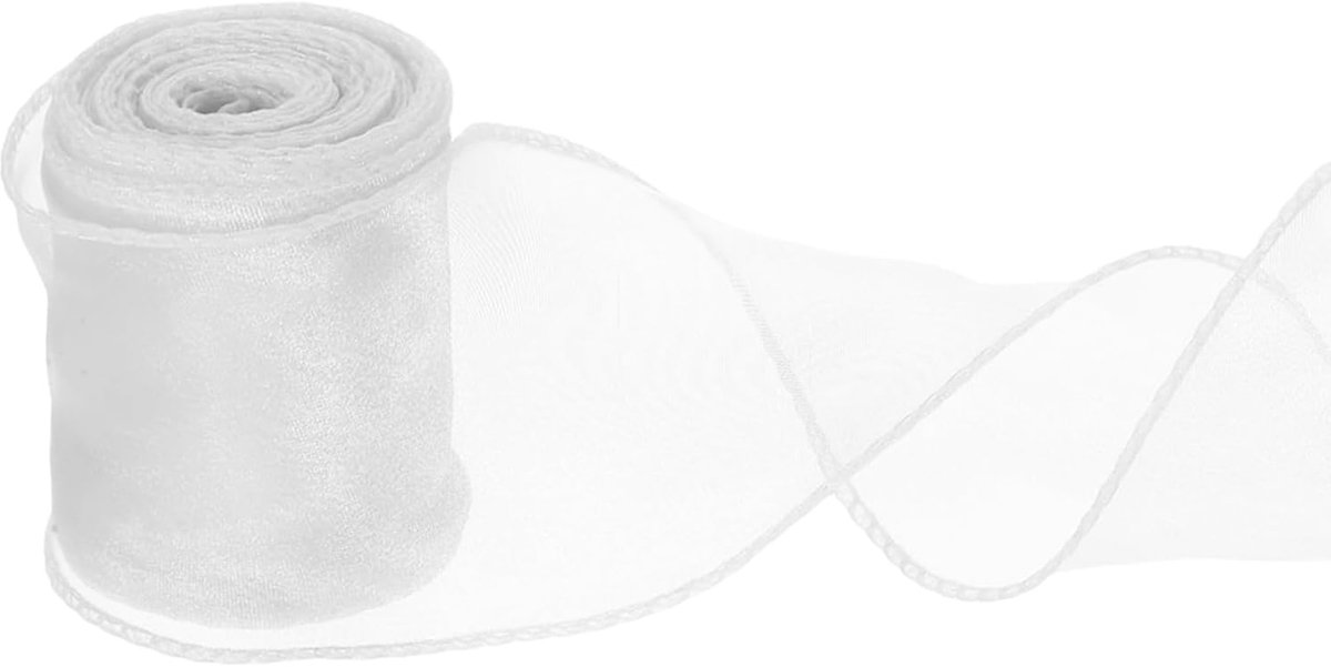 2-3/8 "x 10 Yd Bedraad Chiffon Lint Fishtail Garen Sheer Organza Lint, Roze
