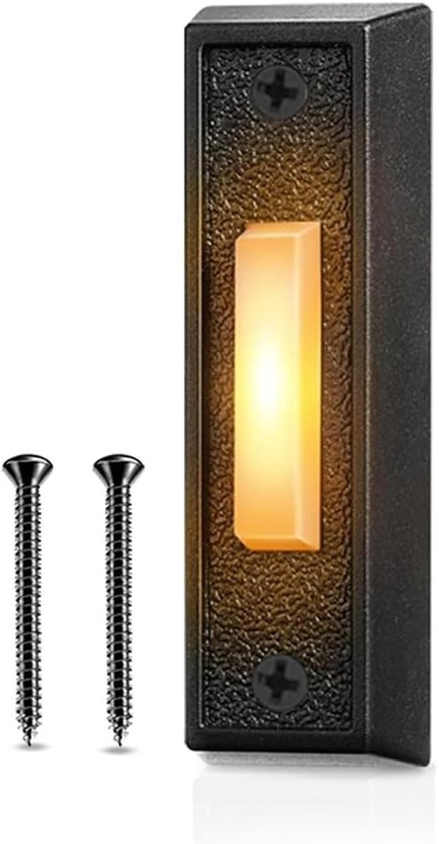 Verlichte Deurbelknop - Bedrade Drukknop - Bezoekers Ontvangen - Ingebouwd LED-licht - 7.2 x 2.2 x 1.5 cm - Zwart