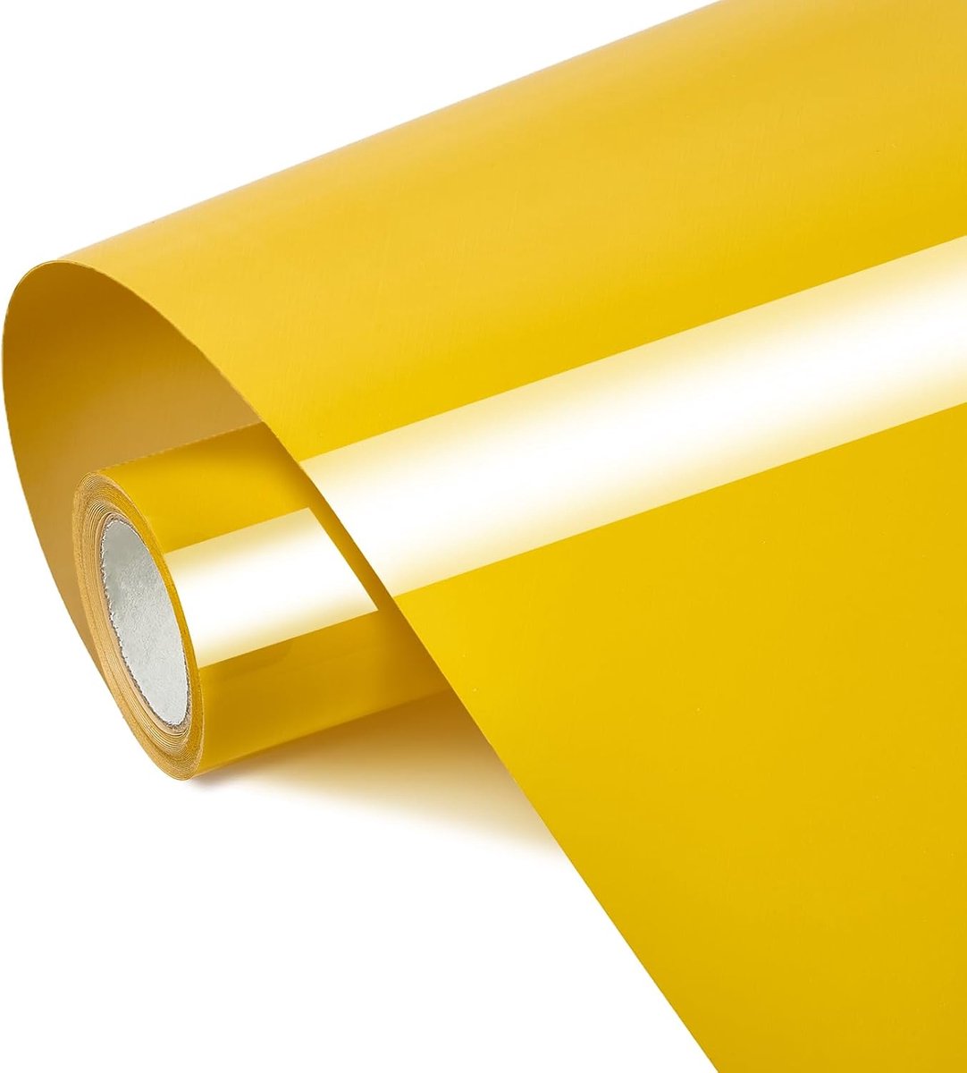 Plotterfolie textiel, 30,5 cm x 3 m, flexfolie plotter textiel, transferfolie strijkfolie voor stoffen, doe-het-zelf (middengeel)