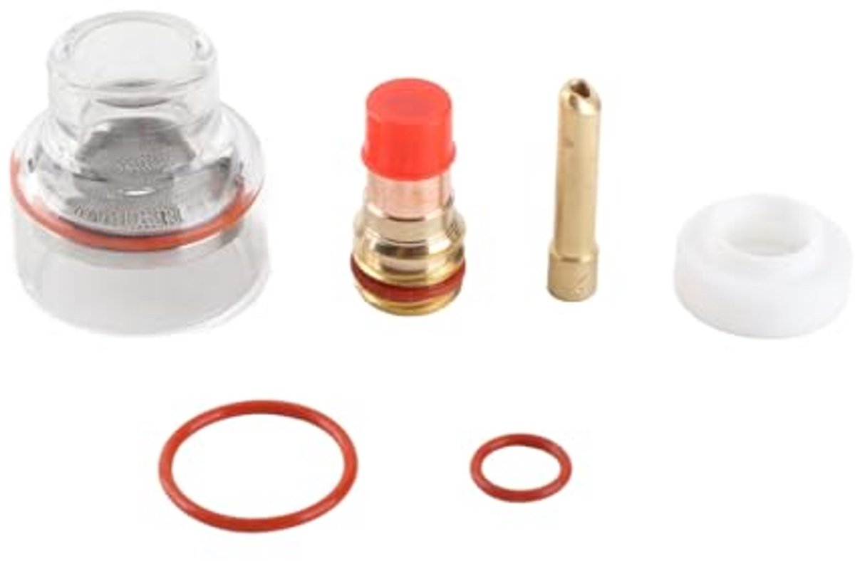 TIG-toorts gaslens spantangbody glazen beker TIG-lastoortskitaccessoires voor WP-17/18/26-toortstoebehoren reserveonderdelen wolfraamnaald rubberen ring (2,4 mm)
