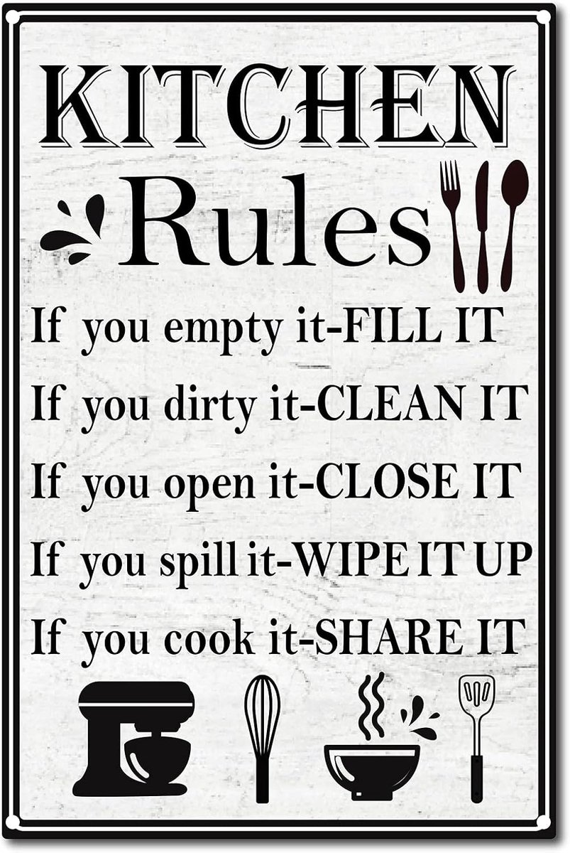 Keuken regels tinnen bord vintage grappig metalen wanddecoratie decoratie kunst muurschildering opknoping ijzeren schilderij voor huis tuin bar pub keuken woonkamer kantoor garage poster