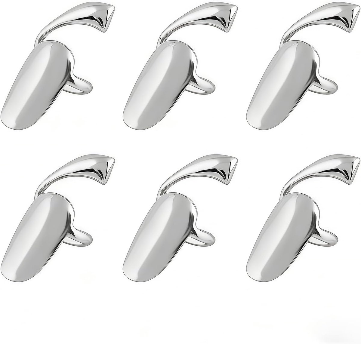 6 Stuks Mode Glanzende Gouden Vinger Nagelringen Nagel Cap Cover Ringen Beschermende Ringen Nagelkunst Charme Decoratie Sieraden (Zilver)