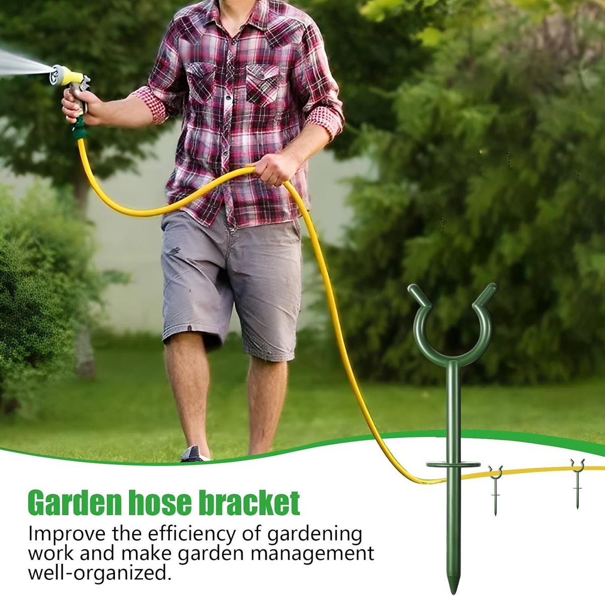 Tuinslanggeleider - Slanghouder Set - Gazon Beschermen - Gereedschapsvrije Montage - 10 Stuks - Groen – foto 6