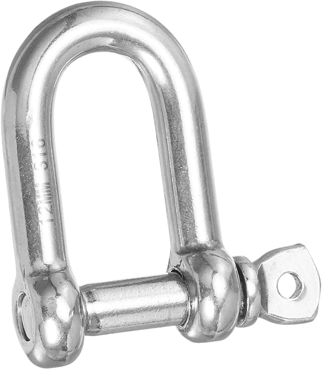 Schroef Pin Sluiting M12 1/2 "1000LB, 316 Roestvrij Staal D Ring Beugel voor Kettingen Draad Touw Buiten, Zilver