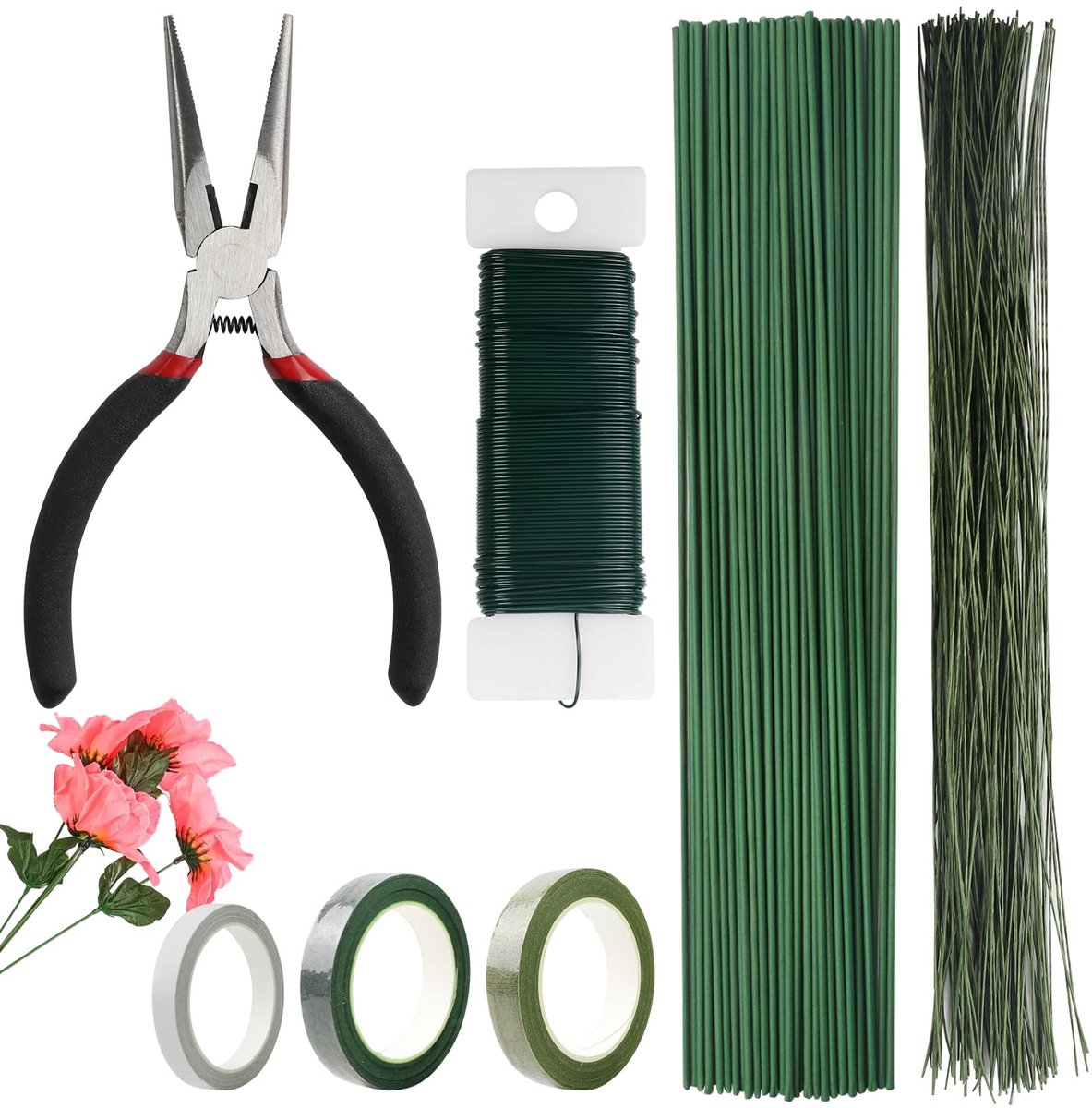 Bloemschikset 155-delig - met bloementape en bloemenstengeldraad - voor het maken van boeketten - SnelShoppen