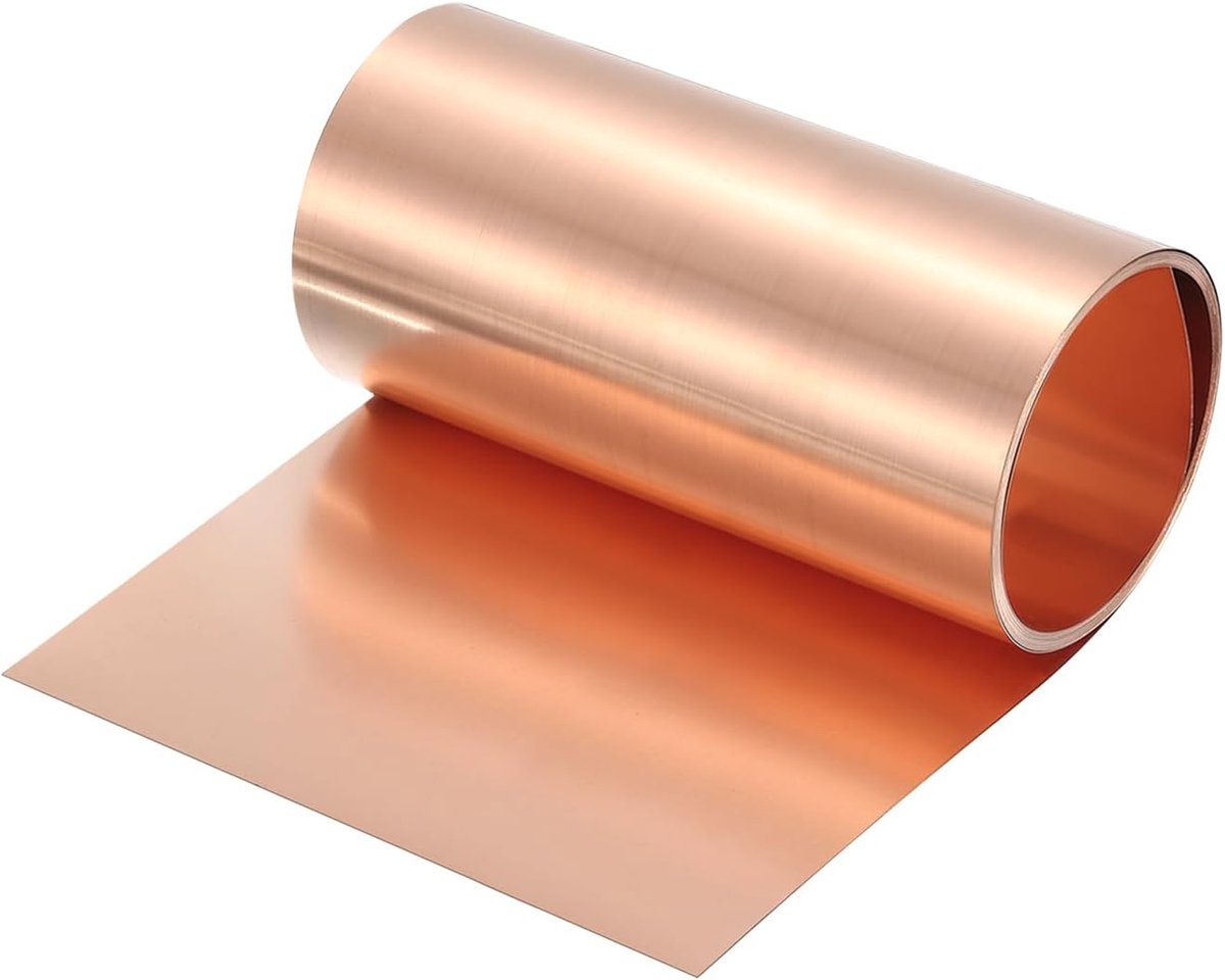 Koperplaten, 2500 x 150 x 0,01 mm, koperplaat, koperfolie, plaatstaal, roségoud, koperstrips voor industrie, bouw, huishouden, wanddecoratie, doe-het-zelf kunsthandwerk