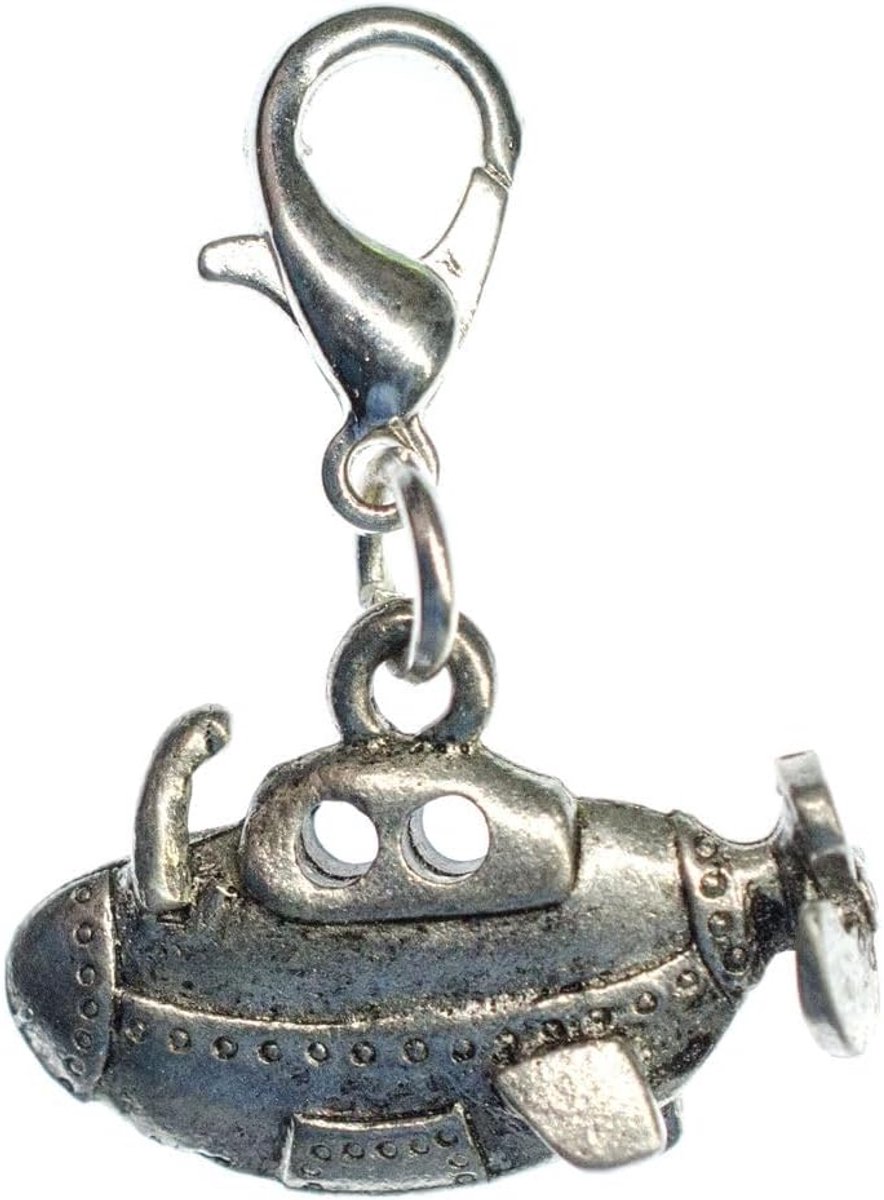 Onderzeeër maritieme boot charm rits pull gele onderzeeër Uboot - handgemaakte modesieraden I kettinghanger verzilverd - bedelhanger bedelarmband - hanger voor armband, 20 mm, Katoen, Geen