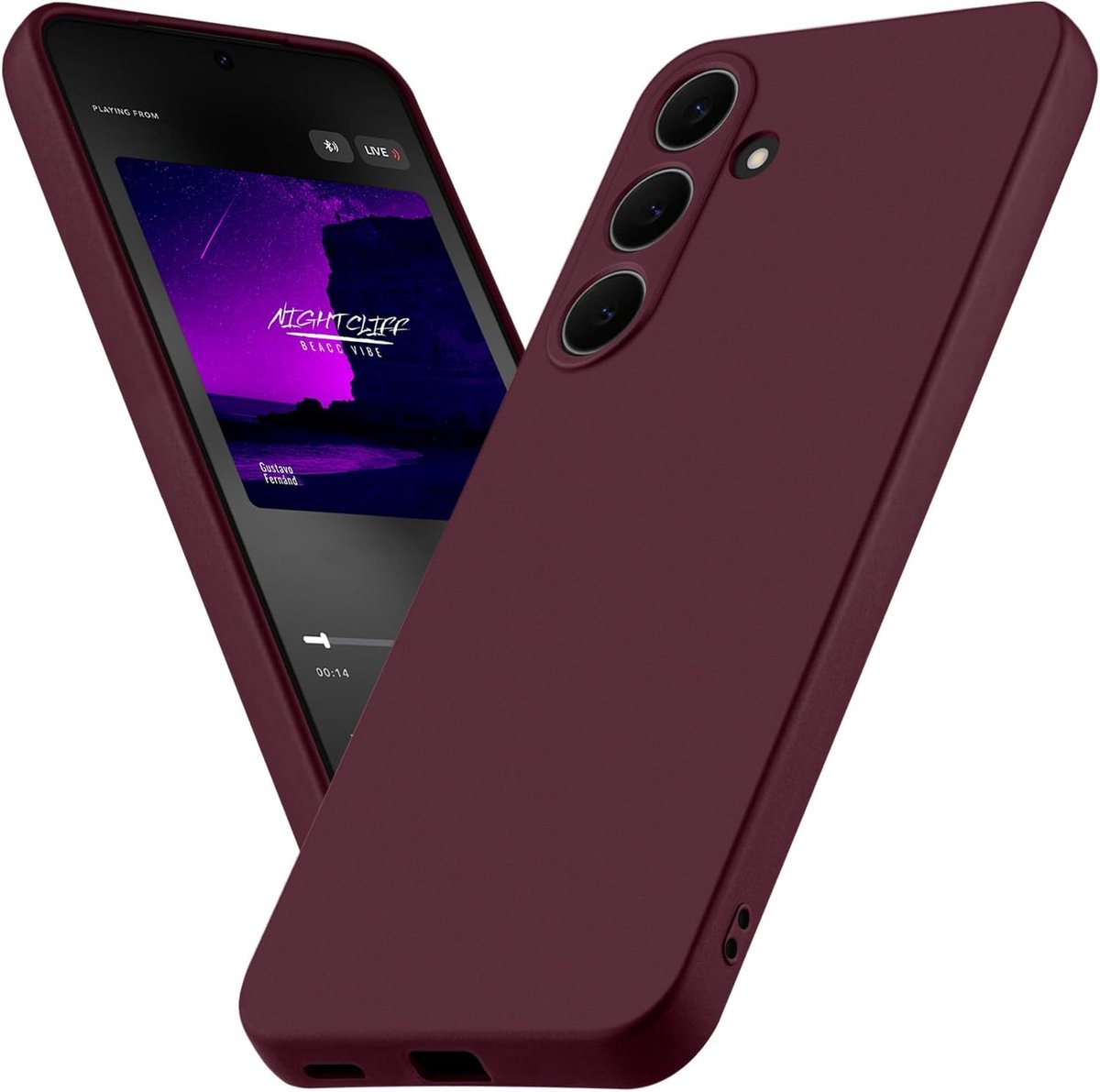 Voor Samsung S25 FE Hoesje, Phone Case Compatibel met Samsung Galaxy S25 FE, Dun Zacht TPU Siliconen Hoesje, Valbescherming, Schokbestendig, Donkerrood