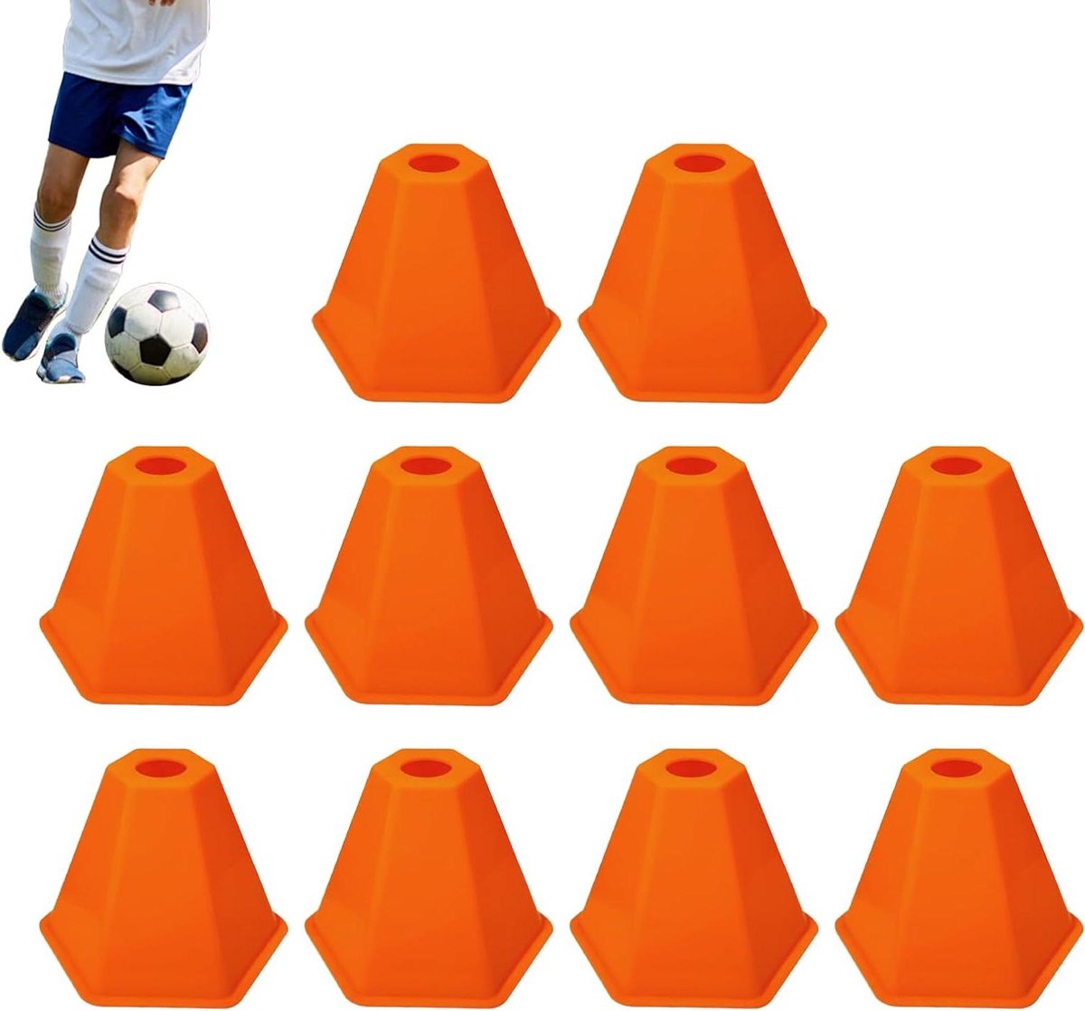 Sport Trainingspylonen - Markeer Kegels - Agility Training - Hoge Zichtbaarheid - Set van 10 - Oranje