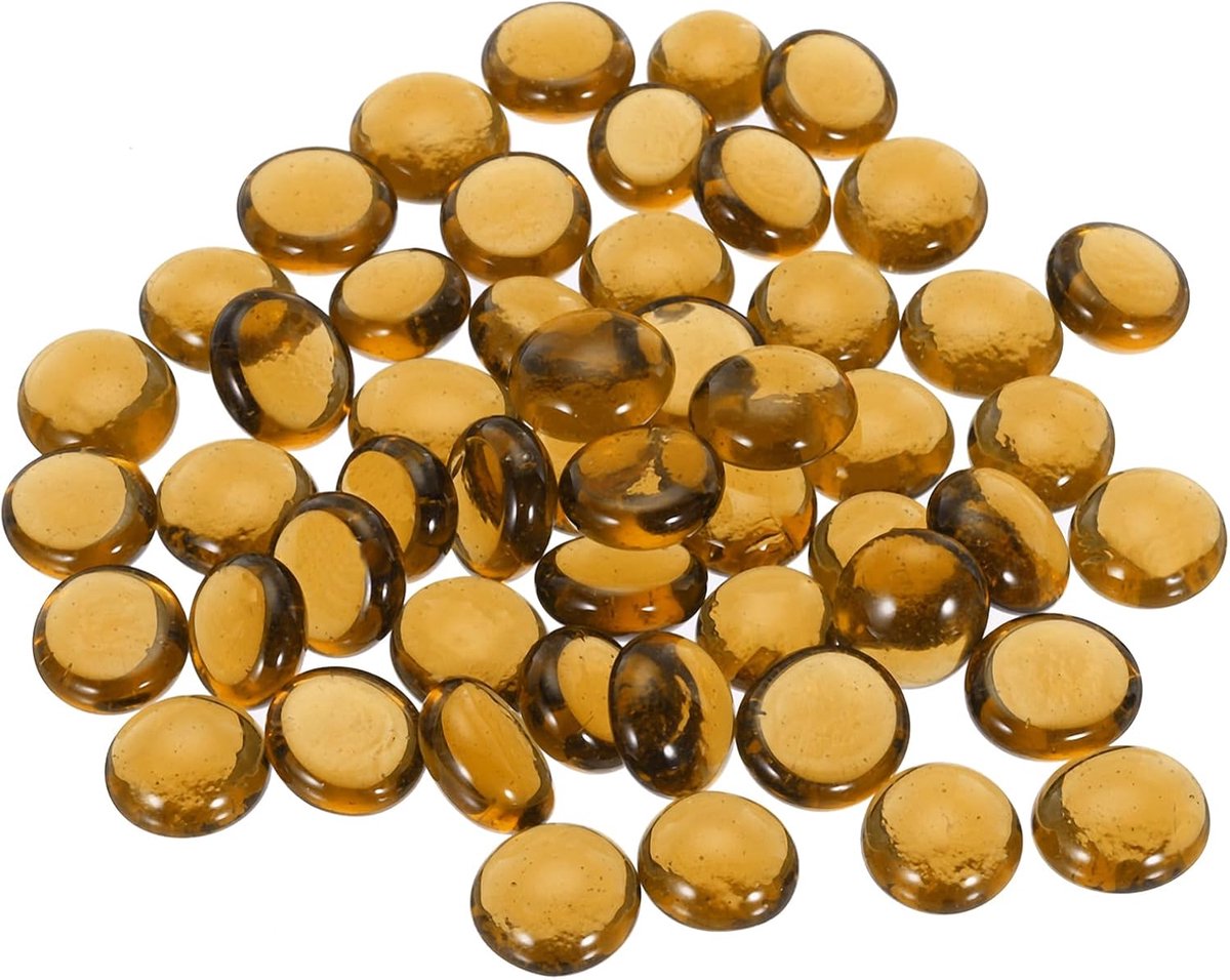 Decoratieve platte glazen ks 12-14 mm rotsvaas vulling kralen kiezelstenen barnsteen voor aquarium tafelsieraden, granulaat 50 stuks