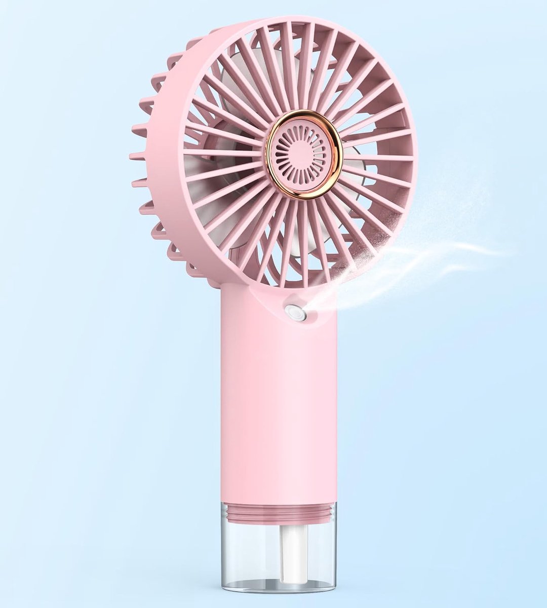 Draagbare vernevelventilator, mini-handventilator, stil, voor kantoor, USB-oplaadbaar, 3 snelheden, voor thuis, kantoor, reizen (roze)