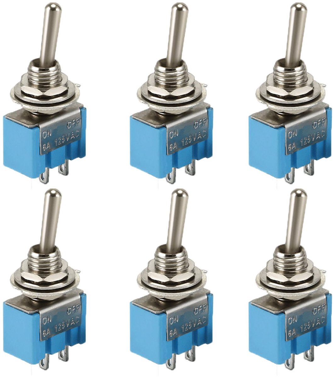 Tuimelschakelaars, 6 Stuks, 12 V, Miniboot, 2-Polige Schakelaar, 3 A/125 V, Geschikt Voor Inbouw in Huizen, Auto's en Elektrische Apparaten