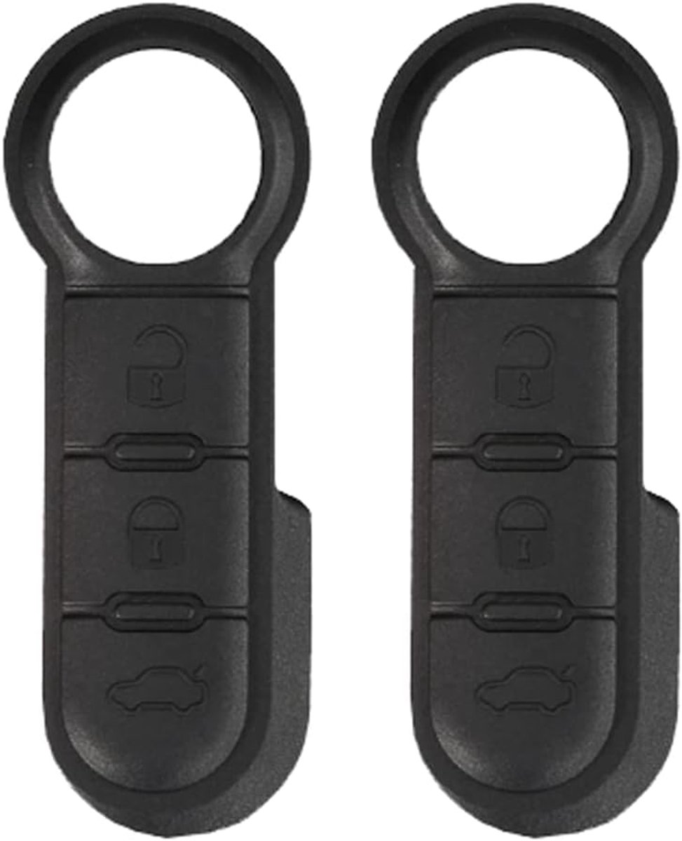 Set van 2 zwarte reserveknoppen voor sleutelbehuizing met 3 knoppen, compatibel met 500, Grande Punto, Evo, Ducato, Bravo en Peugeot Boxer 3