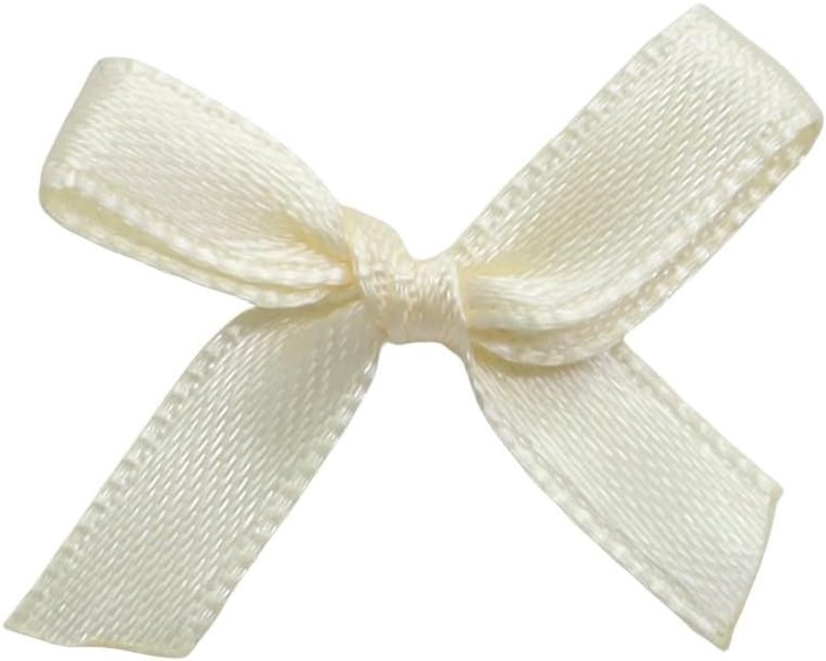 200 stuks Mini Satijnen Lint, 2,5x3cm Mini Satijnen Linten Strikjes voor DIY Handwerk Huwelijk Kerstmis Valentijn Cadeauverpakking Kerstkaarten - Beige