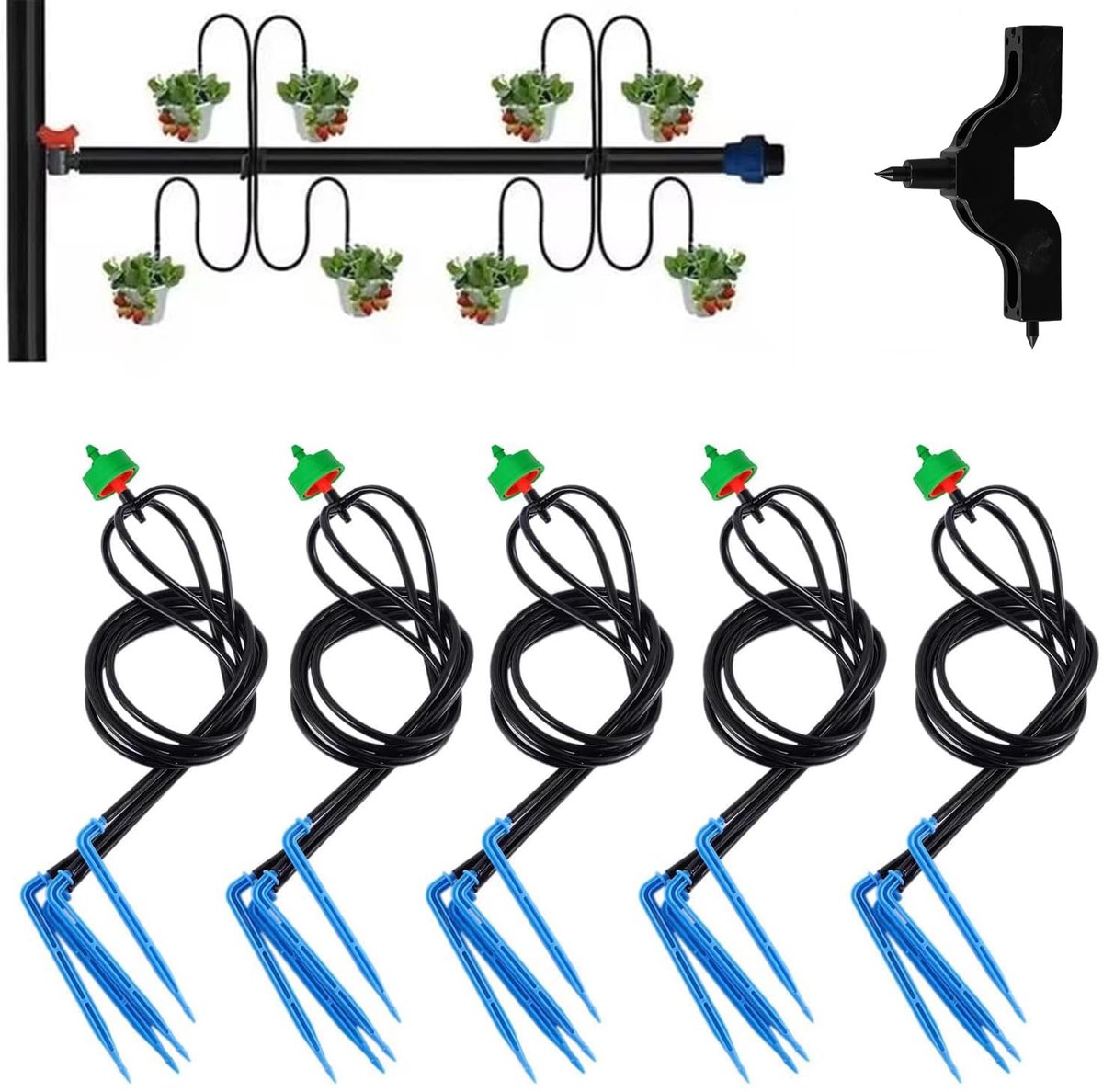 5-pack irrigatie pijldruppelaar, emitter, irrigatieset, druppelirrigatie en tuinirrigatiesysteem. Perfect voor tuinkassen en bloembedden broeikas, tuinbeslag