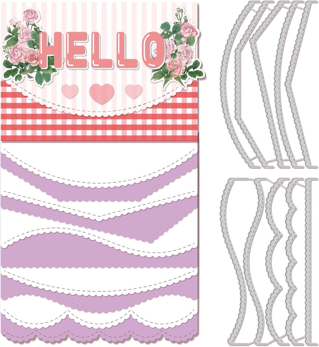 10Pcs Gestikte Borders Snijden Dies Metalen Geschulpte Kant Grens Die Cuts Embossing Stencils Sjabloon Voor Papier Kaart Maken Decoratie Diy Scrapbooking Album Craft Decor