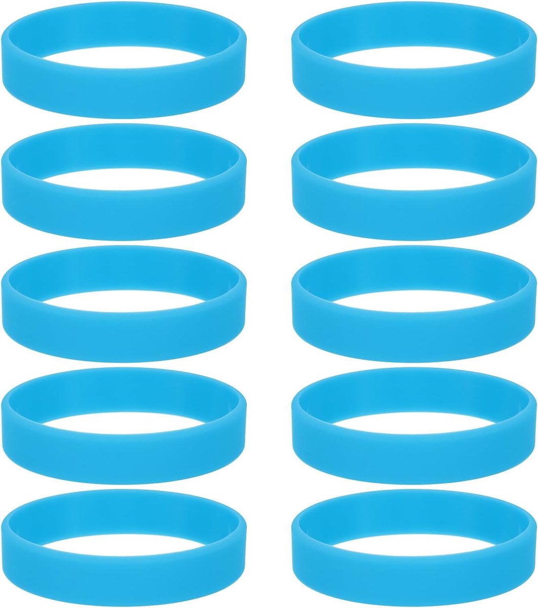 10 x siliconen elastiekjes, antislip, 8,9 cm, plat, elastische elastieken voor boeken, valkunst, cadeaupapier, veters, lichtblauw