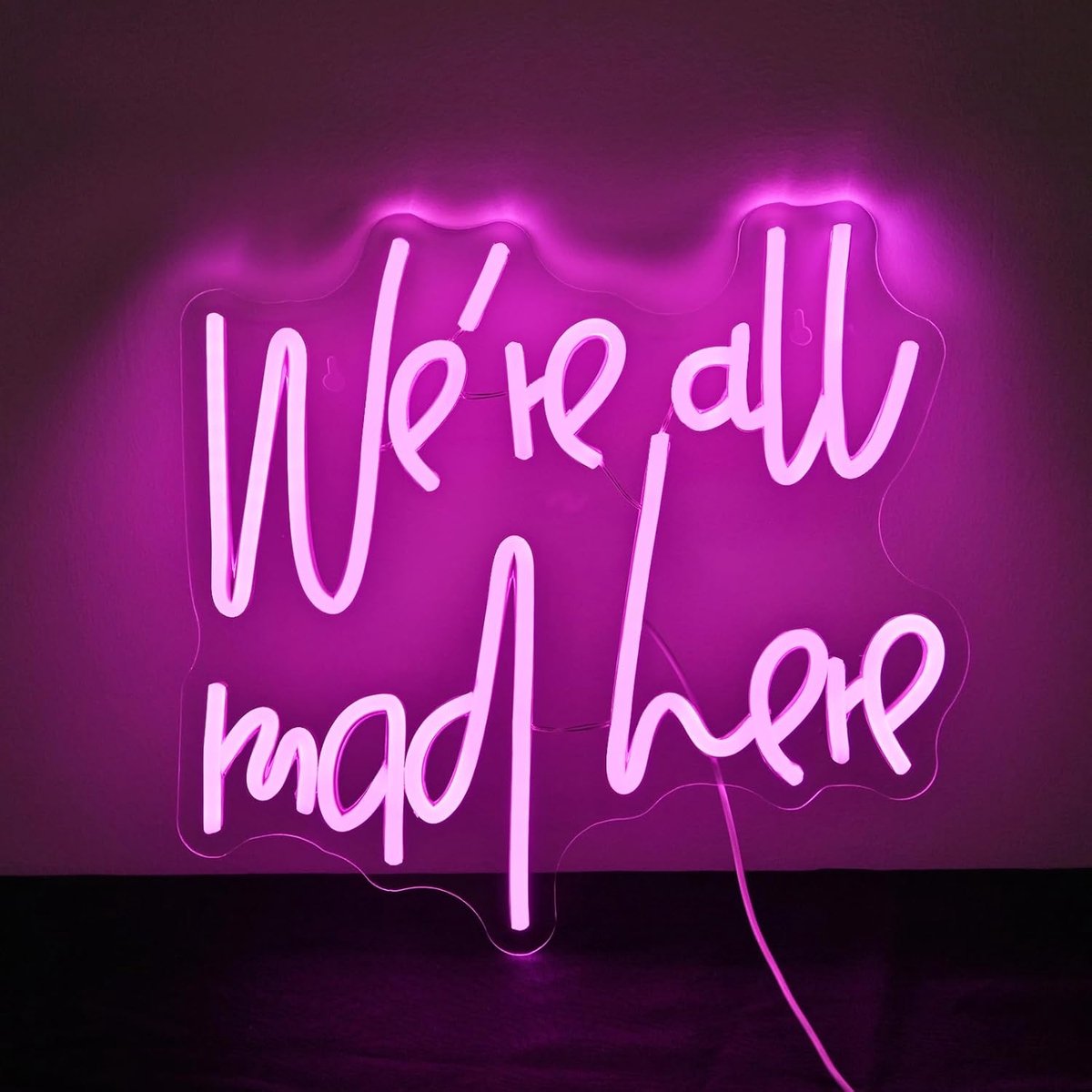 We zijn allemaal gek hier Dimbaar LED Roze Letter Neon Lichten Bord voor Thuis Bar Mannengrot Bier Café Bistro Club Feestdecoratie Cadeau voor Meisjes