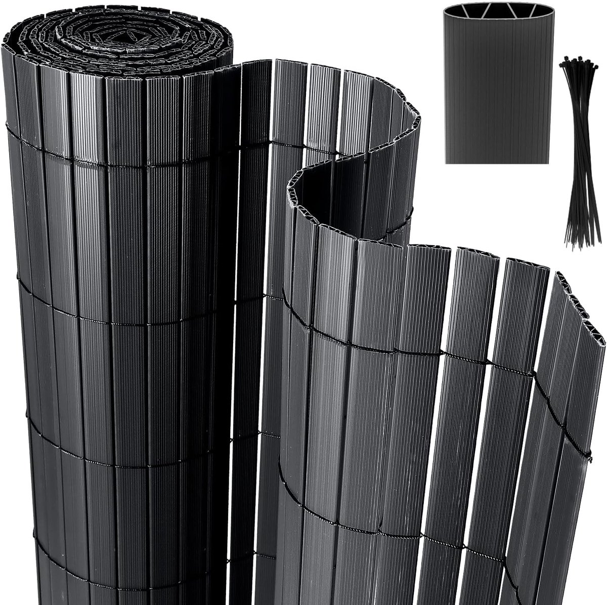 Pvc-inkijkbeschermingsmat met kabelbinders, inkijkbescherming, weerbestendig voor tuin, balkon en terras, 4-gewicht-versteviging, inkijkbescherming, uv-bestendig en waterdicht (0,9 x 4 m,
