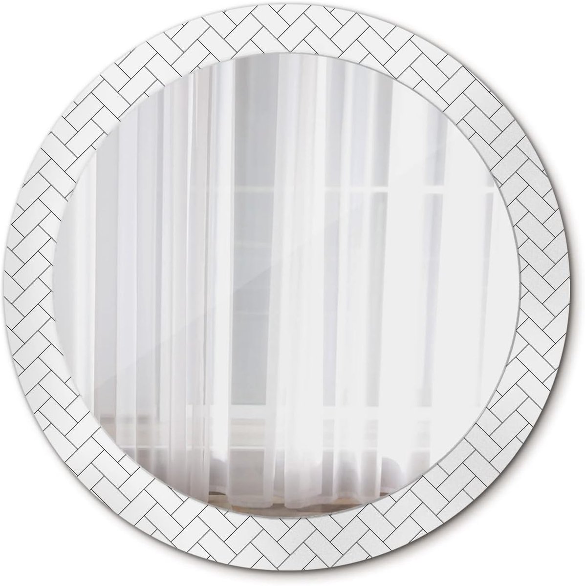 Modern Ø 80 cm Glas Interieur Decoratie Gedrukt Spiegel Ronde Hangende Spiegel DIY - Visgraat