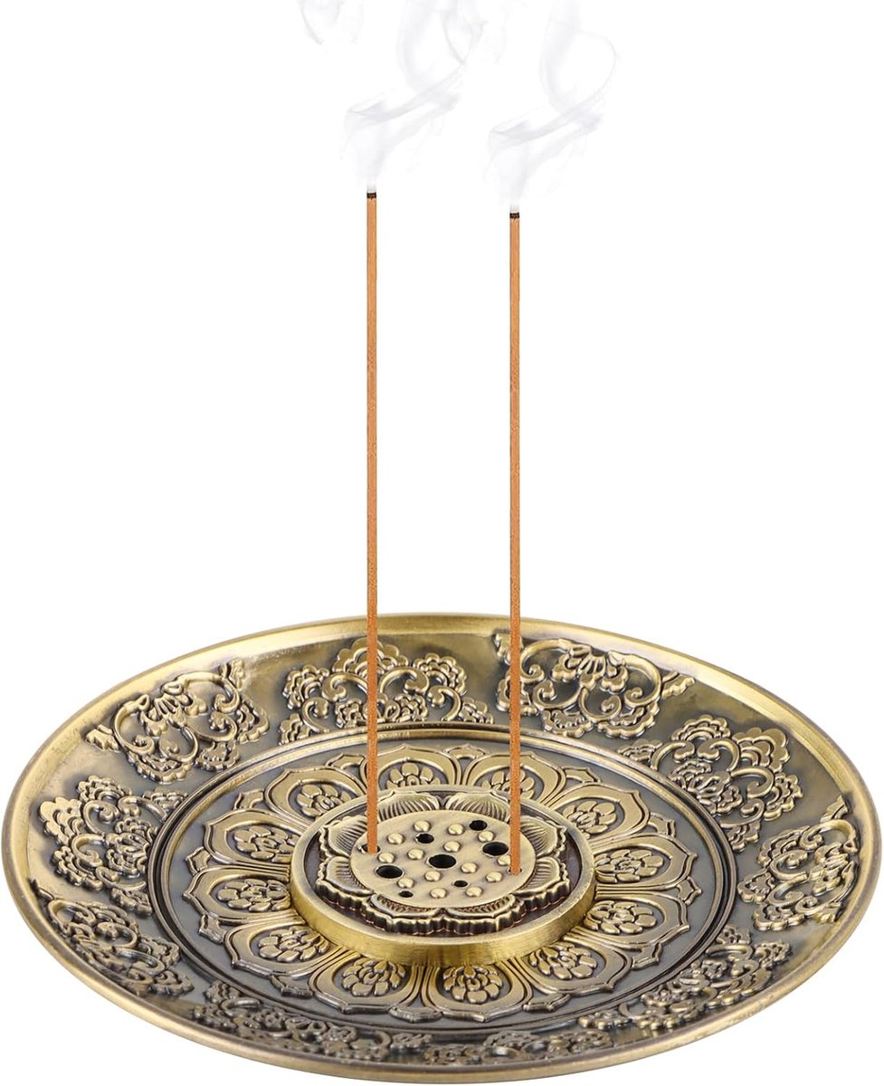Incense sticks houder met 5 gaten - messing wierookbrander - voor sticks, spiralen en kegels - eenvoudig in gebruik - SnelShoppen