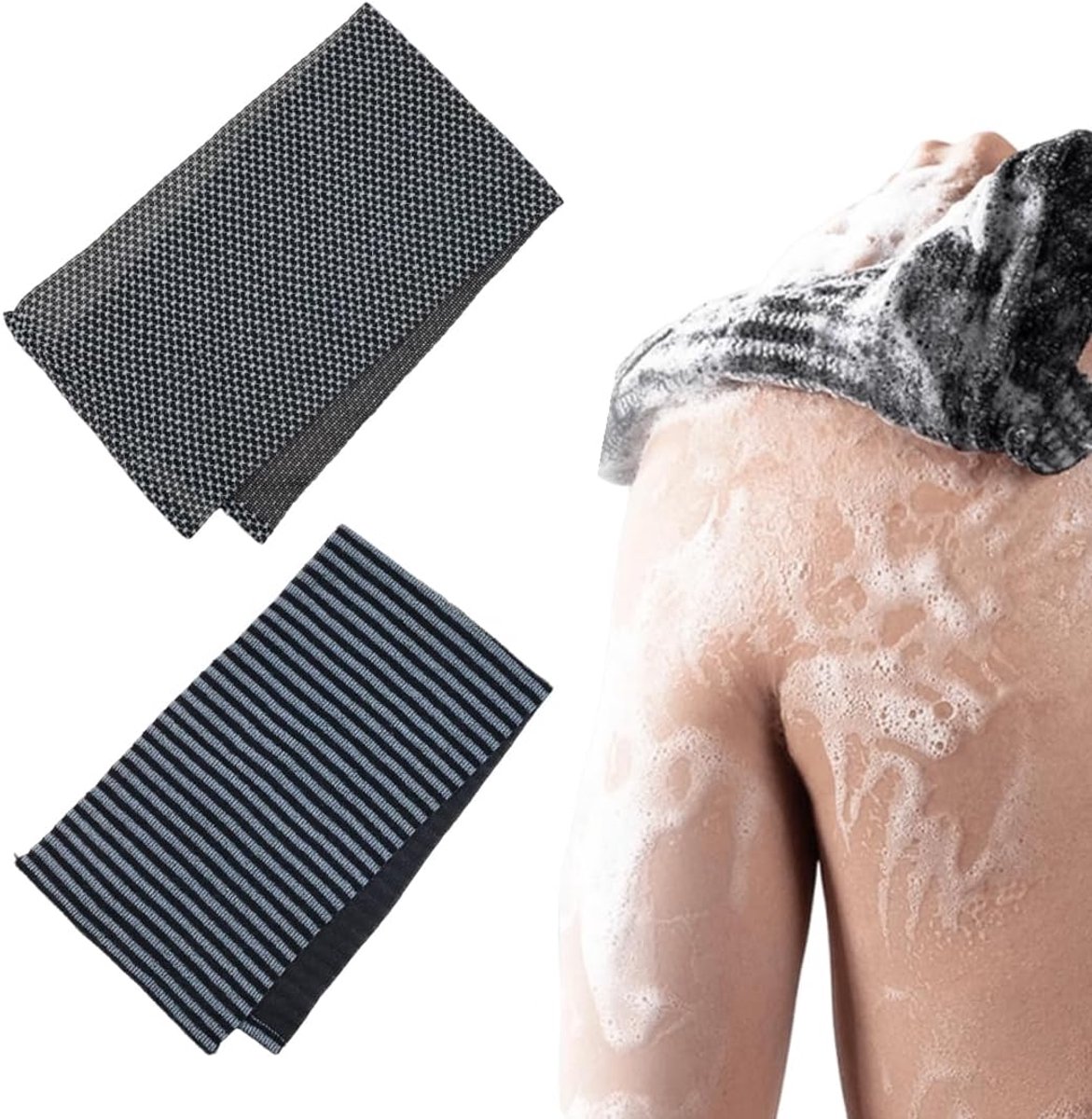 Douchehanddoek set - antibacterieel - Japanse exfoliërende textuur - voor een frisse huid - SnelShoppen