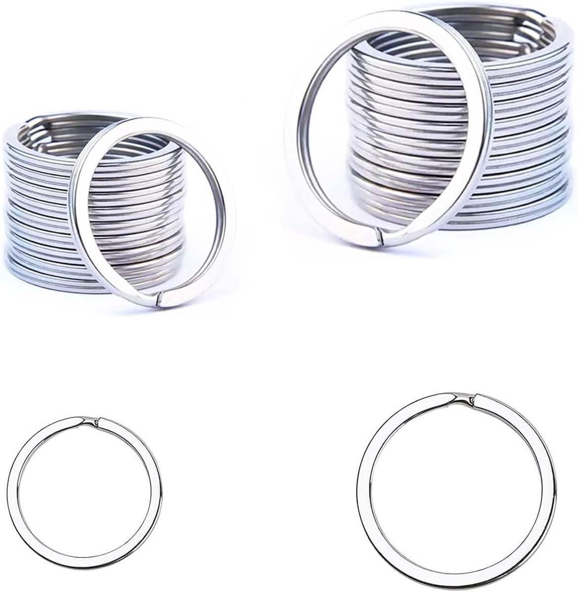 Sleutelhangers 20 mm / 30 mm - metaal - robuust en duurzaam - ideaal voor sleutels en knutselen - SnelShoppen